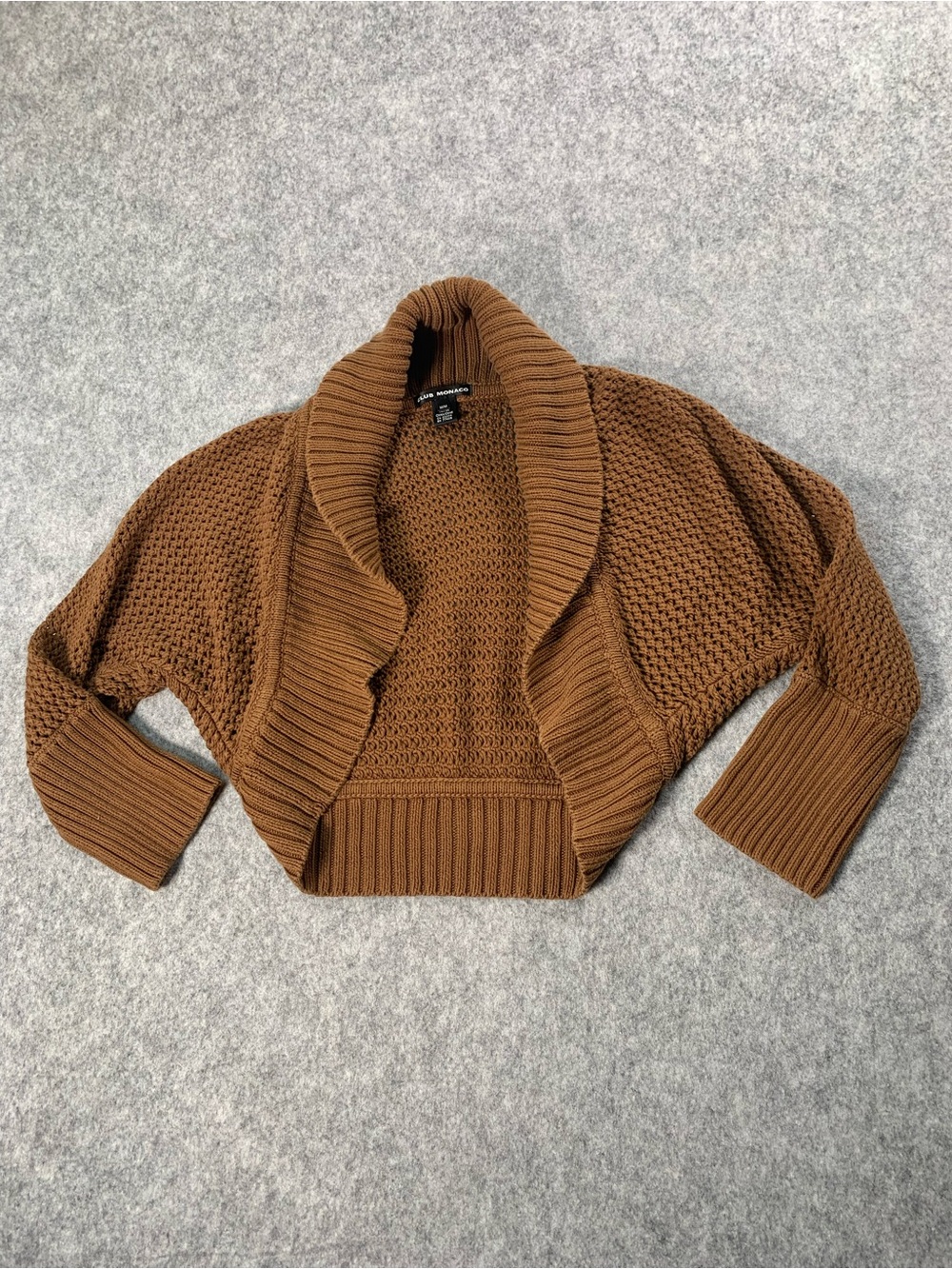 Costa Blanca Brown Cropped Knit Cardigan